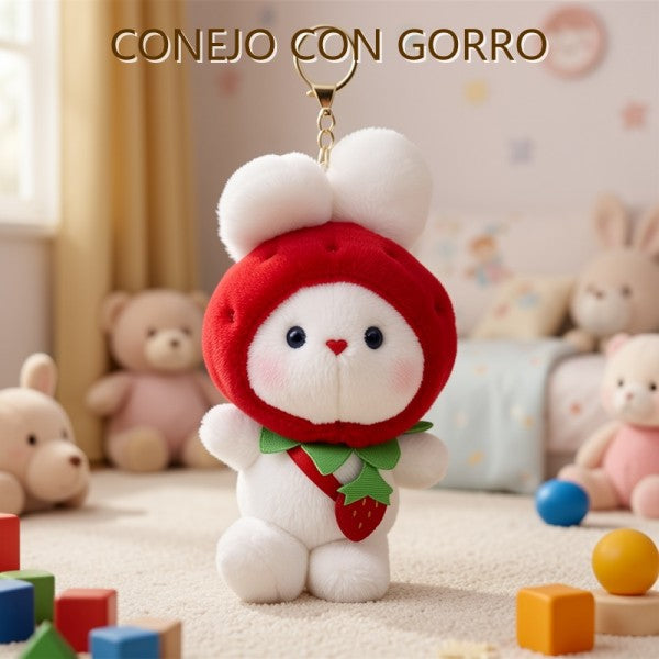 LLAVERO CONEJO CON GORRO