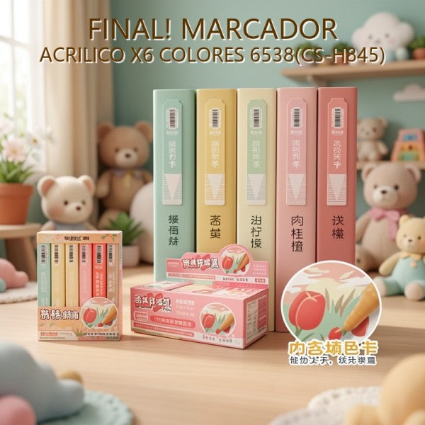 MARCADOR ACRILICO X6 COLORES 6538(CS-H845) PRECIO FINAL!!!