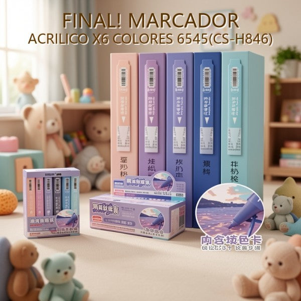 MARCADOR ACRILICO X6 COLORES 6545(CS-H846) PRECIO FINAL!!!