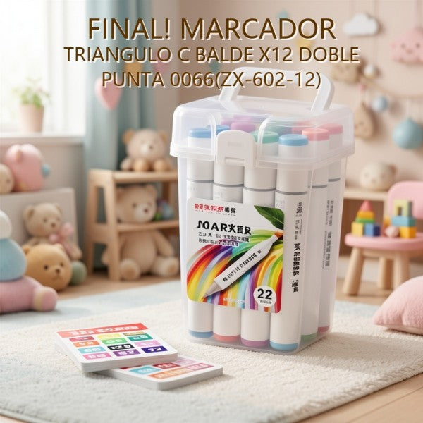 MARCADOR TRIANGULO C BALDE X12 DOBLE PUNTA 0066(ZX-602-12) PRECIO FINAL!!!