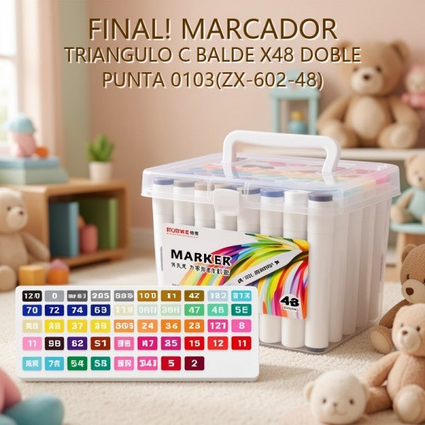 MARCADOR TRIANGULO C BALDE X48 DOBLE PUNTA 0103(ZX-602-48) PRECIO FINAL!!!