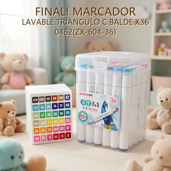 MARCADOR LAVABLE TRIANGULO C BALDE X36 0462(ZX-604-36) PRECIO FINAL!!!