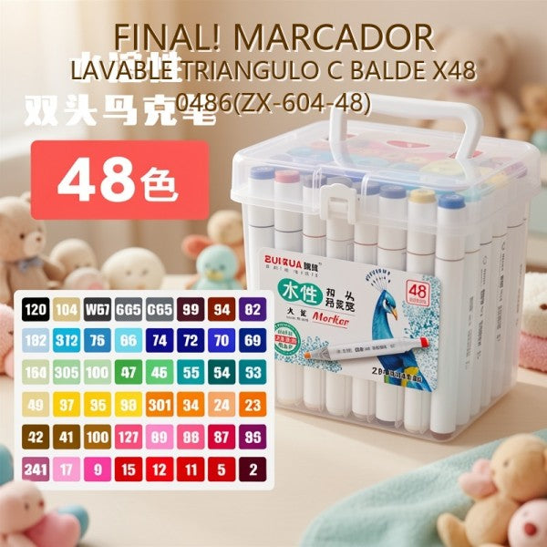 MARCADOR LAVABLE TRIANGULO C BALDE X48 0486(ZX-604-48) PRECIO FINAL!!!