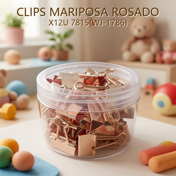 CLIPS MARIPOSA ROSADO X12U 7815(WJ-1786)