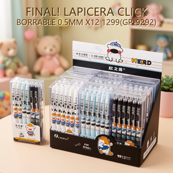 LAPICERA CLICK BORRABLE 0.5MM X12 1299(GP-9292) PRECIO FINAL!!!