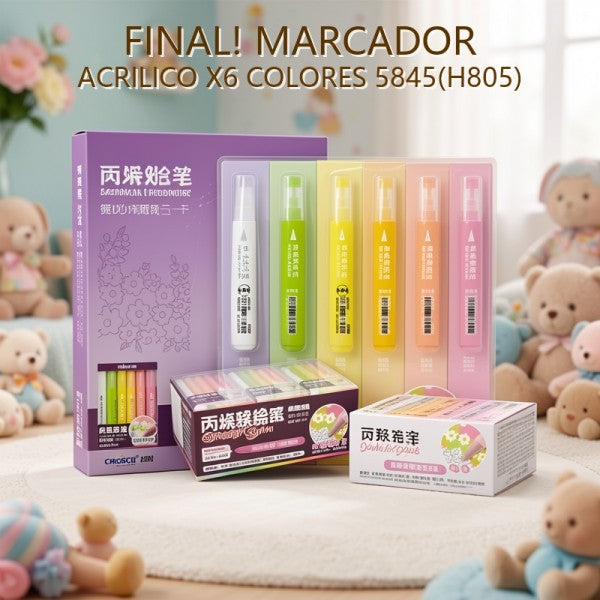 MARCADOR ACRILICO X6 COLORES 5845(H805) PRECIO FINAL!!!