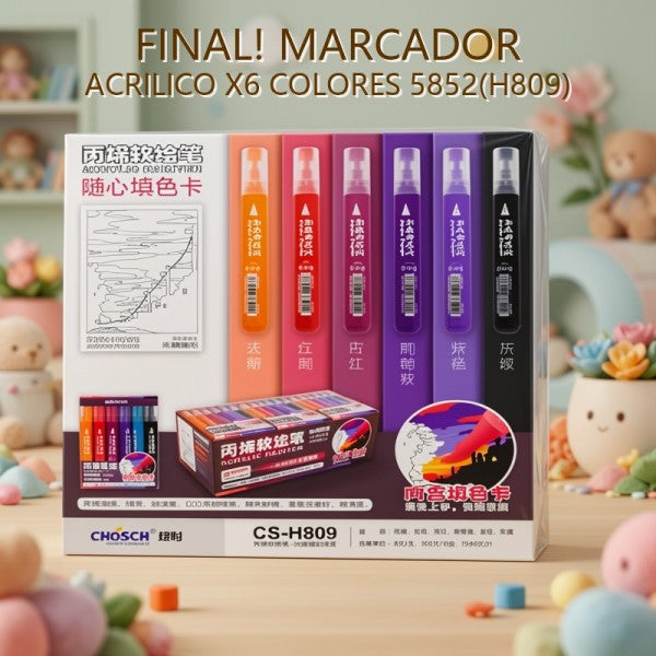 MARCADOR ACRILICO X6 COLORES 5852(H809) PRECIO FINAL!!!