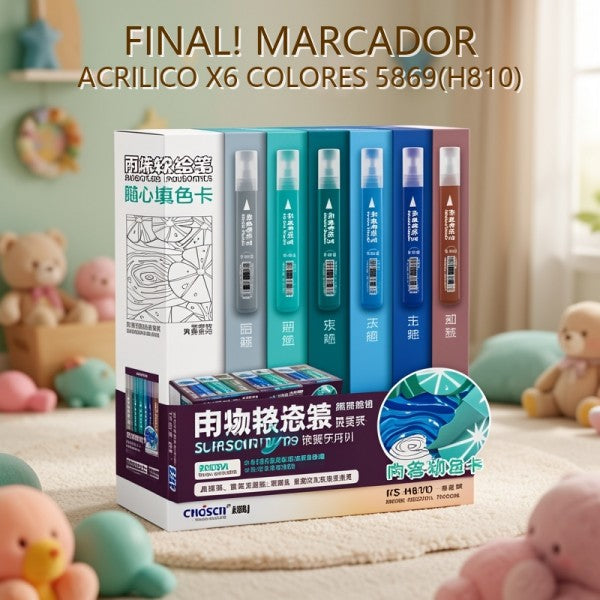 MARCADOR ACRILICO X6 COLORES 5869(H810) PRECIO FINAL!!!