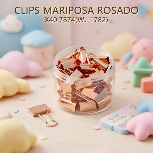 CLIPS MARIPOSA ROSADO X40 7874(WJ-1782)