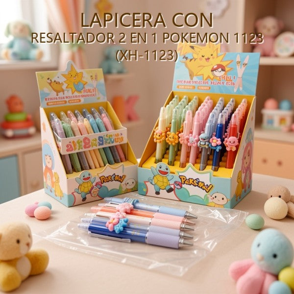 LAPICERA CON RESALTADOR 2 EN 1 POKEMON 1123 (XH-1123)