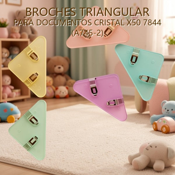 BROCHES TRIANGULAR PARA DOCUMENTOS CRISTAL X50 7844 (A745-2)