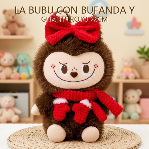 LABUBU CON BUFANDA Y GUANTE ROJO 28CM