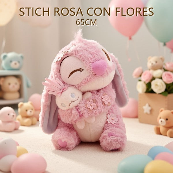 STITCH ROSA CON FLORES 65CM