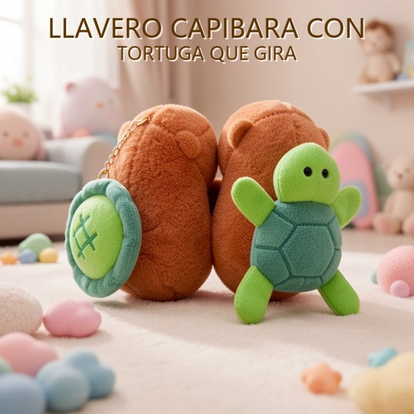 LLAVERO CAPYBARA CON TORTUGA QUE GIRA