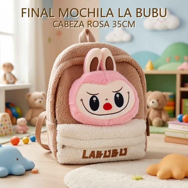 FINAL MOCHILA LABUBU CABEZA ROSA 35CM