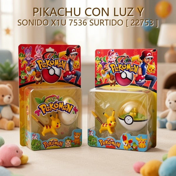 POKEMON PIKACHU CON LUZ Y SONIDO EN BLISTER X1U 7536 SURTIDO [ 22753 ]