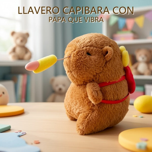 LLAVERO CAPYBARA CON PAPA QUE VIBRA