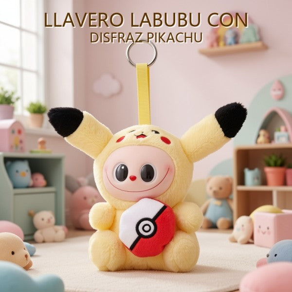 LLAVERO LABUBU CON DISFRAZ PIKACHU