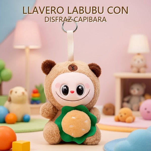 LLAVERO LABUBU CON DISFRAZ CAPYBARA