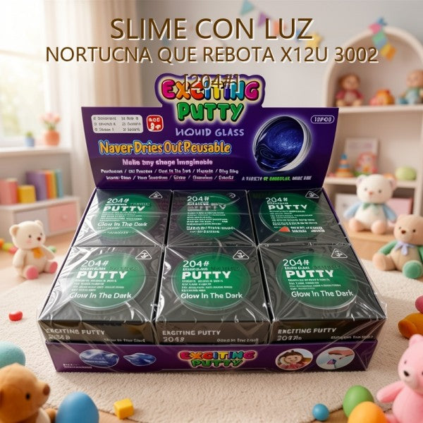 SLIME CON LUZ NORTUCNA QUE REBOTA X12U 3002 [204#]