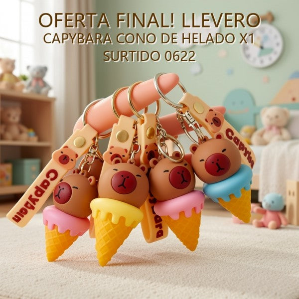 LLAVERO CAPYBARA CONO DE HELADO X1 SURTIDO 0622 PRECIO FINAL!!!