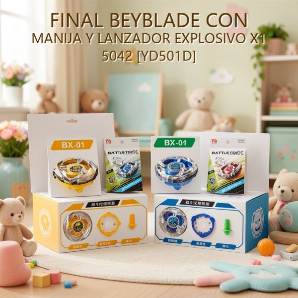 BEYBLADE CON MANIJA Y LANZADOR EXPLOSIVO X1 5042 [YD501D] PRECIO FINAL!!!