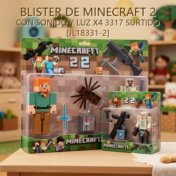 MINECRAFT BLISTER DE 2 CON SONIDO Y LUZ X4 3317 SURTIDO [JL18331-2]
