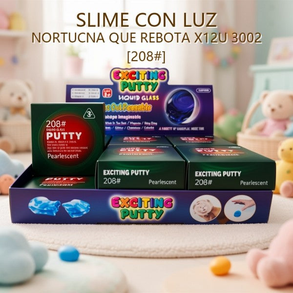 SLIME CON LUZ NORTUCNA QUE REBOTA X12U 3002 [208#]