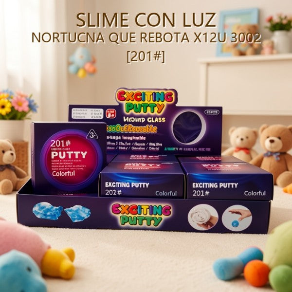 SLIME CON LUZ NORTUCNA QUE REBOTA X12U 3002 [201#]