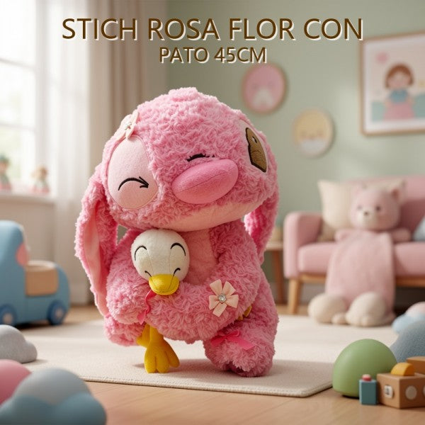 STITCH ROSA FLOR CON PATO 45CM