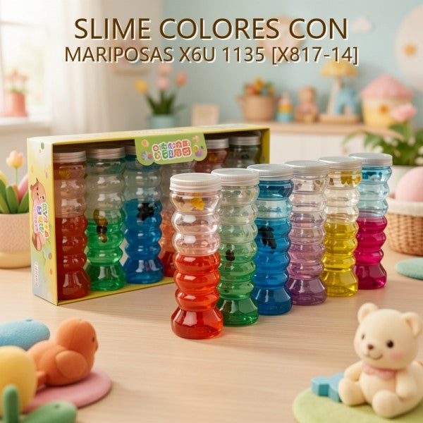 SLIME COLORES CON MARIPOSAS X6U 1135 [X817-14]