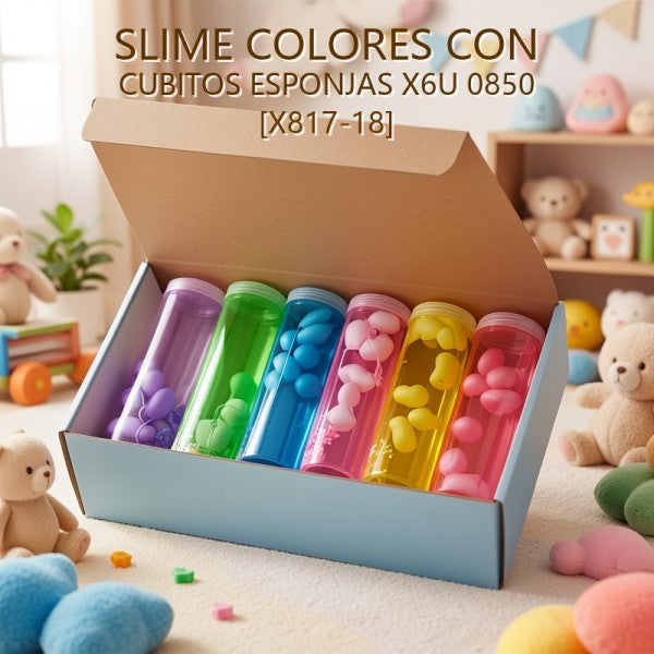 SLIME COLORES CON CUBITOS ESPONJAS X6U 0850 [X817-18]