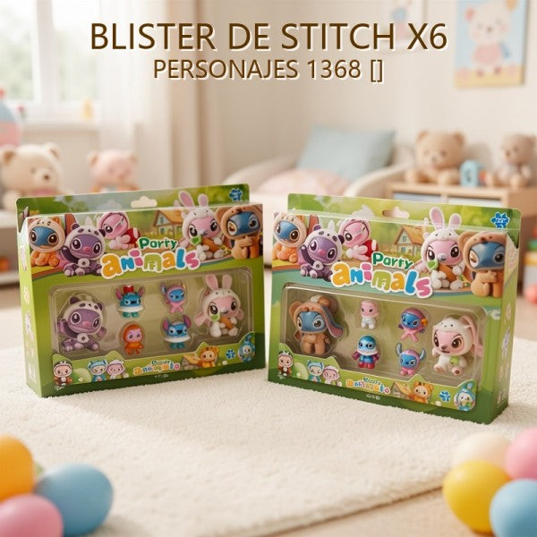 STITCH EN BLISTER X6 PERSONAJES 1368