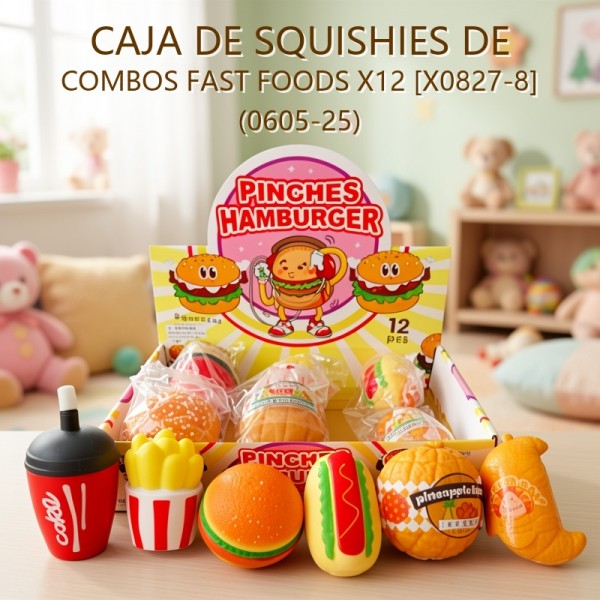 SQUISHY DE COMBOS FAST FOODS X12 [X0827-8] (0605-25)