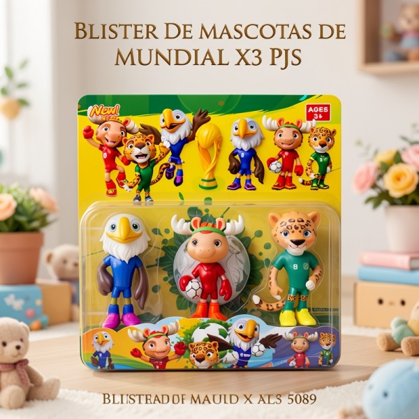FUTBOL MASCOTAS DE MUNDIAL EN BLISTER X3 PJS 5089