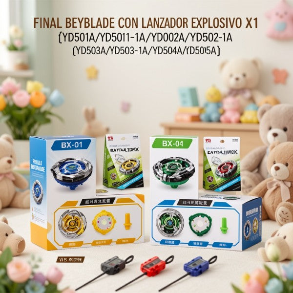 BEYBLADE CON LANZADOR EXPLOSIVO X1 {YD501A,YD501-1A,YD502A,YD502-1A,YD503A,YD503-1A,YD504A,YD505A} PRECIO FINAL!!!!