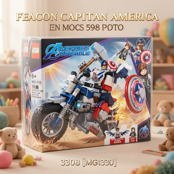 BLOQUES FALCON CAPITAN AMERICA EN MOTO 598 PCS 3308 [MG1330]