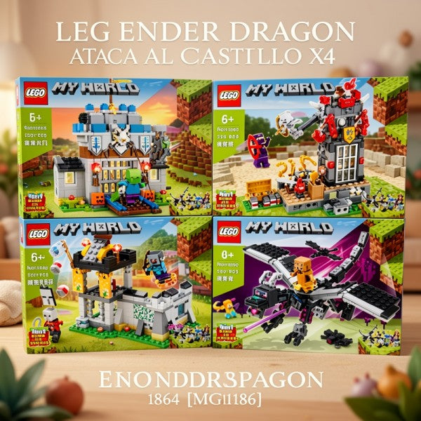 BLOQUES ENDER DRAGON ATACA AL CASTILLO X4 1864 [MG1186]