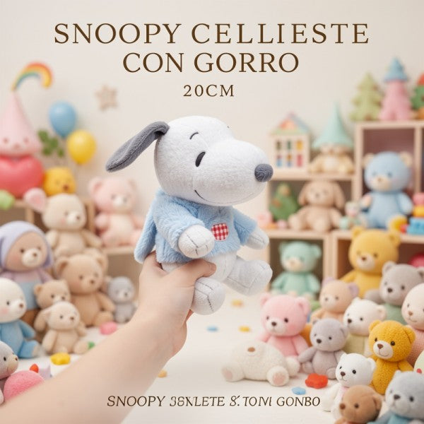 SNOOPY CELESTE CON GORRO 20CM