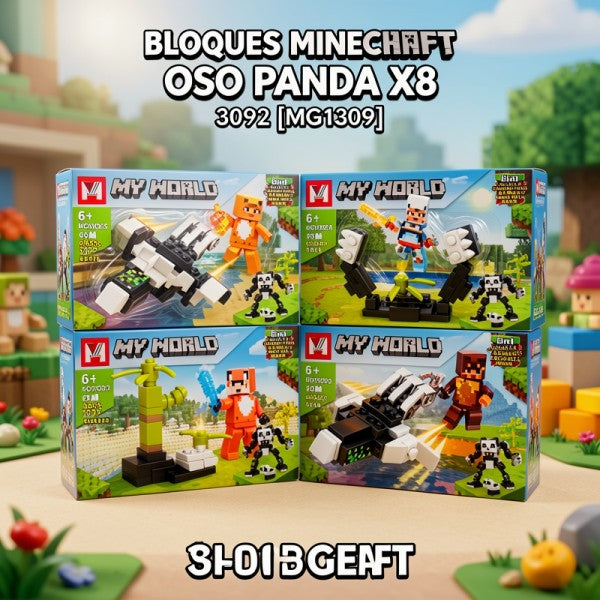 BLOQUES MINECRAFT OSO PANDA X8 3092 [MG1309]