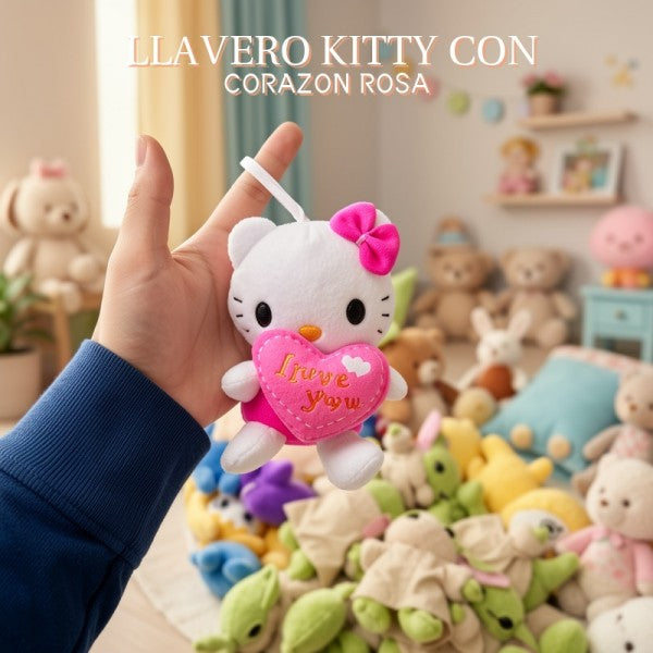 LLAVERO KITTY CON CORAZON ROSA