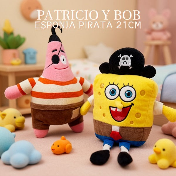 PATRICIO Y BOB ESPONJA PIRATA 21CM