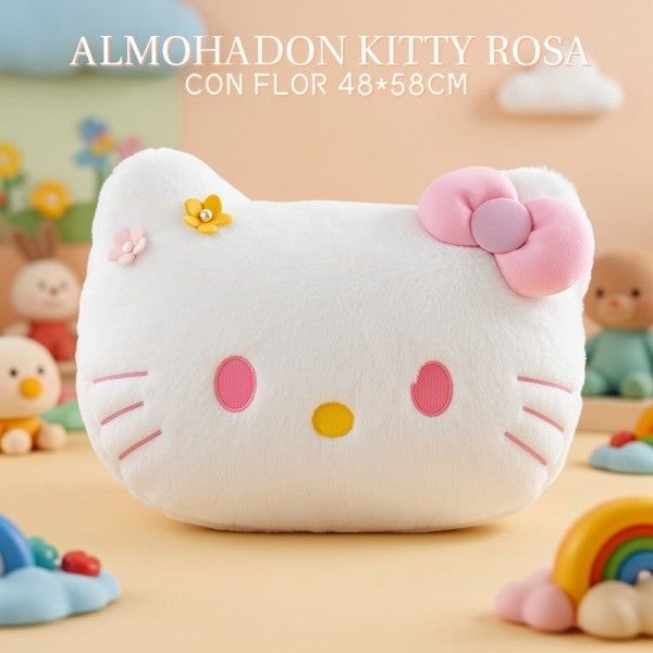 ALMOHADON KITTY ROSA CON FLOR 48*58CM