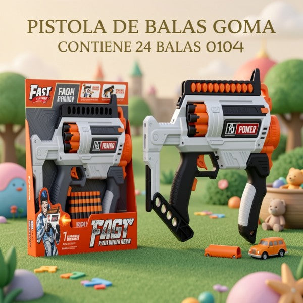 PISTOLA DE BALAS GOMA CONTIENE 24 BALAS 0104[BIG535]