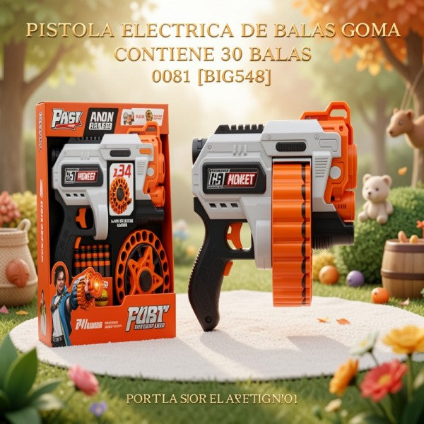 PISTOLA ELECTRICA DE BALAS GOMA CONTIENE 30 BALAS 0081 [BIG548]