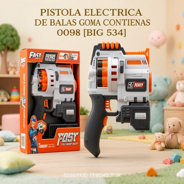 ISTOLA ELECTRICA DE BALAS GOMA CONTIENE 12 BALAS 0098[BIG534]