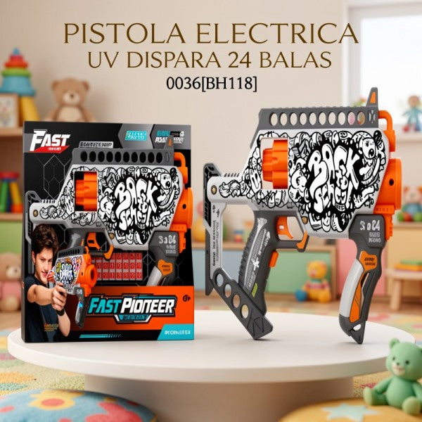PISTOLA ELECTRICA UV DISPARA 24 BALAS 0036[BH118]