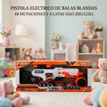 PISTOLA ELECTRICO DE BALAS BLANDAS 48 MUNICIONES Y 4 LATAS 0265 [BIG522K]