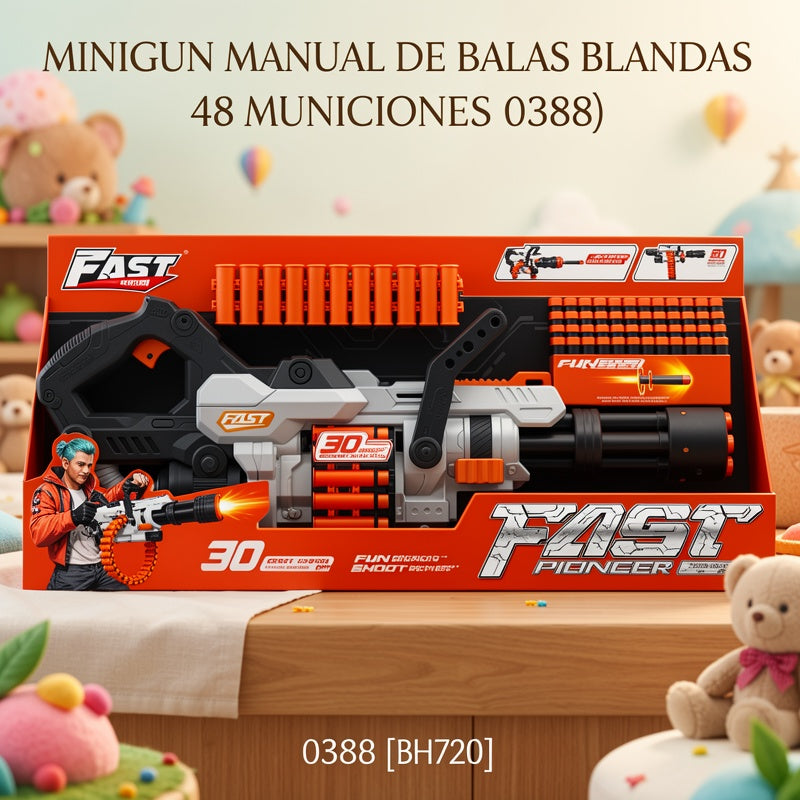 MINIGUN MANUAL DE BALAS BLANDAS 48 MUNICIONES 0388 [BH720]