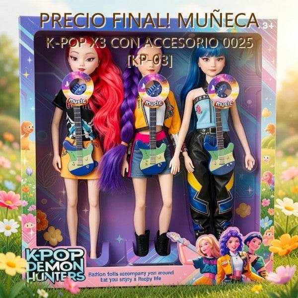 K POP MUÑECA X3 CON ACCESORIO 0025 [KP-03]